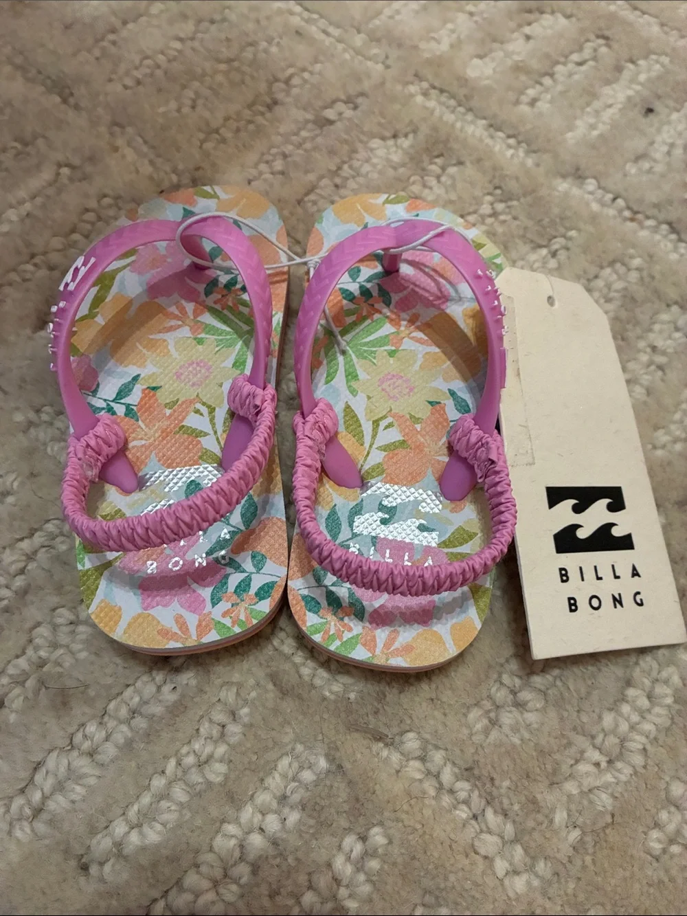 Billabong Pink Floral Kids Sandal with Elastic Back Strap